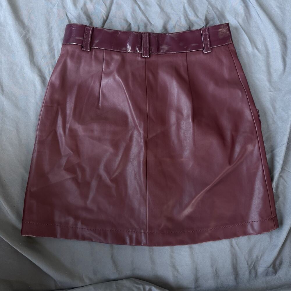 Staud Paper Skirt Plum Maroon Button Up Snap Away Size 6 Pocket Front 259-4131 - Picture 9 of 12